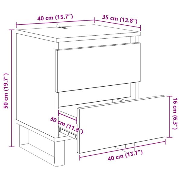 Нощен шкаф Черния дъб 40 x 35 x 50 см Инженерно дърво