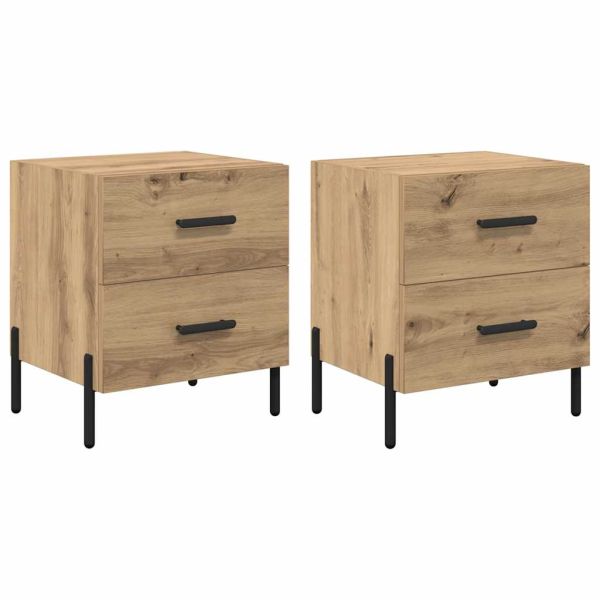Нощен шкаф 2 pcs Дъб 40 x 35 x 47,5 см Инженерно дърво