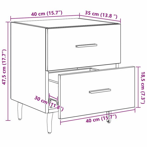 Нощен шкаф Старо дърво 40 x 35 x 47,5 см Инженерно дърво