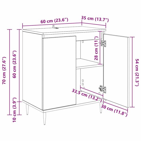 Служебен шкаф Черния дъб 60 x 35 x 70 cm Инженерно дърво