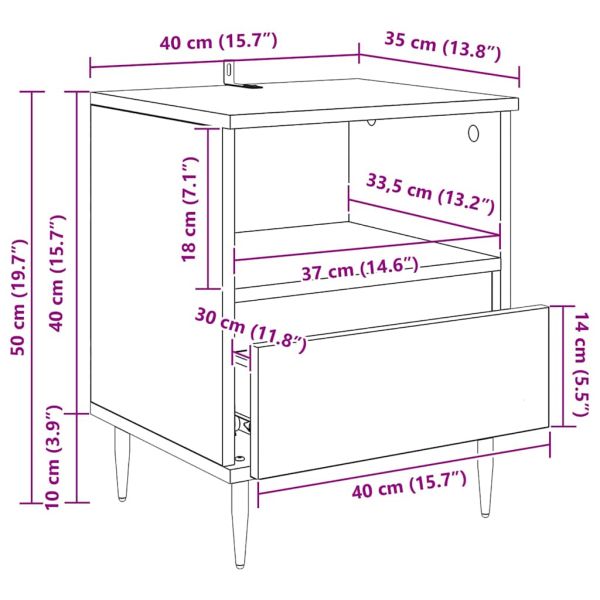 Нощен шкаф с чекмедже Дъб 40 x 35 x 50 см Инженерно дърво