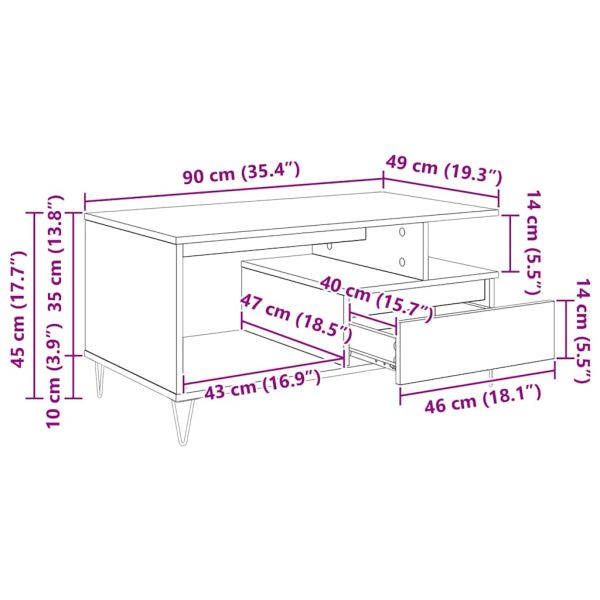 Масичка за кафе Черния дъб 90 x 49 x 45 см Инженерно дърво