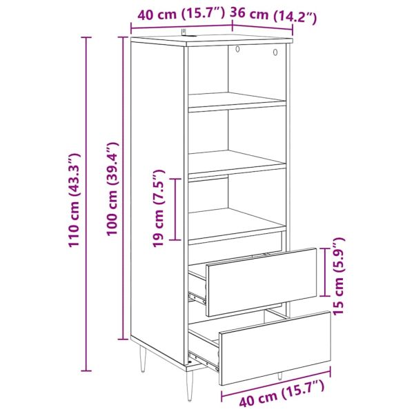 Висок шкаф с чекмедже Дъб 40 x 36 x 110 см Инженерно дърво