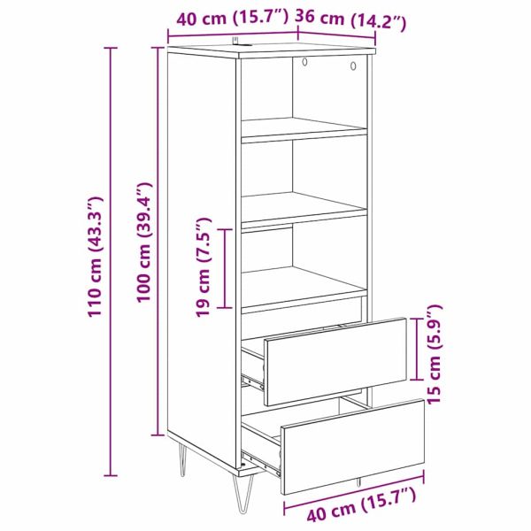 Висок шкаф Старо дърво 40 x 36 x 110 см Инженерно дърво