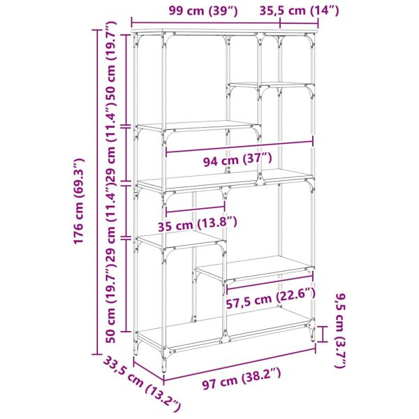 Рафт за книги Старо дърво 99 x 35,5 x 176 cm Инженерно дърво