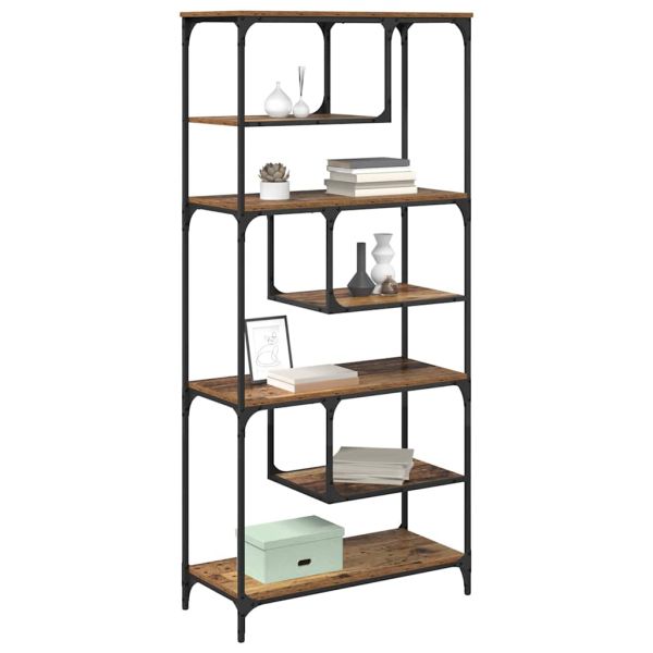 Библиотека Старо дърво 81 x 36 x 176 см Инженерно дърво