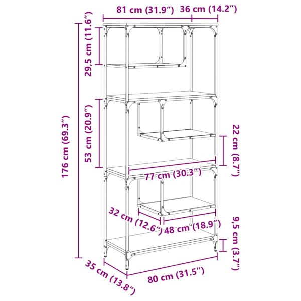 Библиотека Черен дъб 81 x 36 x 176 см Инженерно дърво