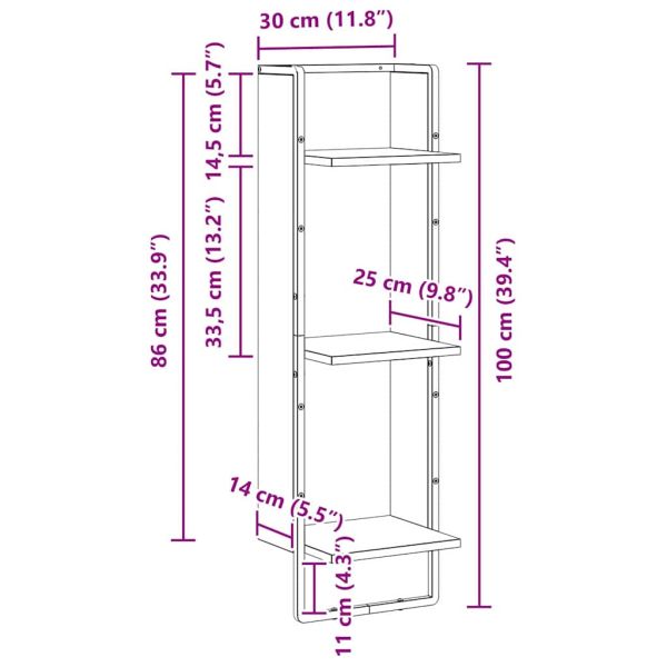 Стенен рафт с рафт Дъб 30 x 25 x 100 cm Инженерно дърво