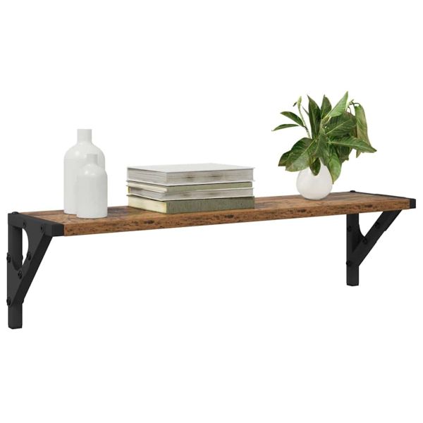 Стени за рафтове с рафт 2 pcs Старо дърво 60 x 15 x 15,5 cm
