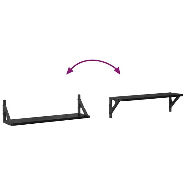 Стени за рафтове с рафт 2 pcs Черния дъб 60 x 15 x 15,5 cm