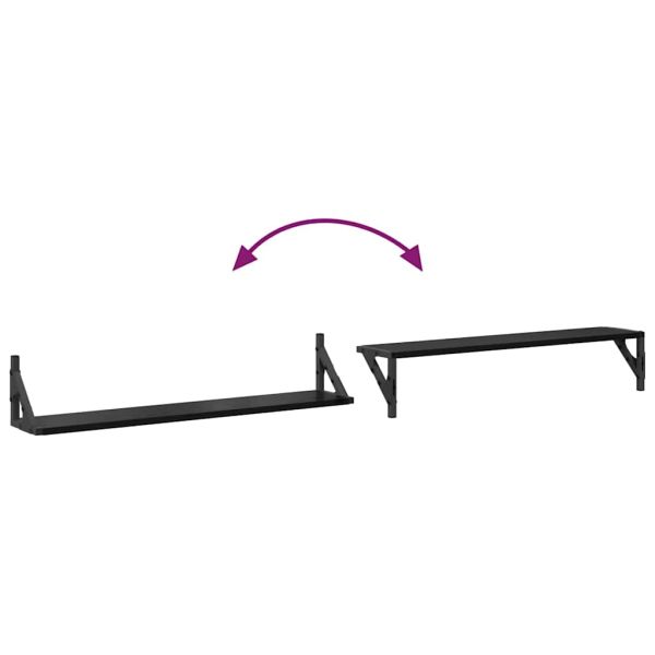 Стени за рафтове с рафт 2 pcs Черния дъб 80 x 15 x 15,5 cm