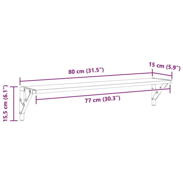 Стени за рафтове с рафт 2 pcs Черния дъб 80 x 15 x 15,5 cm