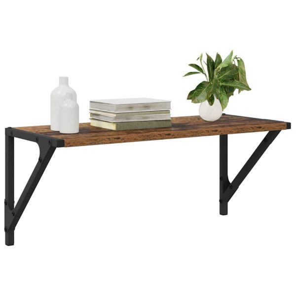 Стени за рафтове с рафт 2 pcs Старо дърво 60 x 25 x 25,5 cm