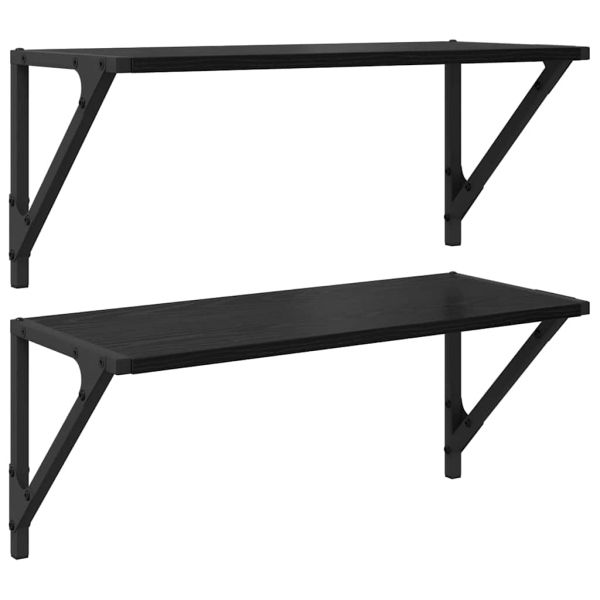 Стени за рафтове с рафт 2 pcs Черния дъб 60 x 25 x 25,5 cm