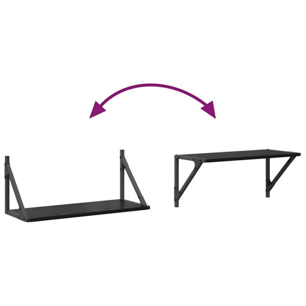 Стени за рафтове с рафт 2 pcs Черния дъб 60 x 25 x 25,5 cm