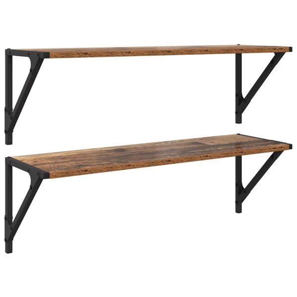 Стени за рафтове с рафт 2 pcs Старо дърво 80 x 25 x 25,5 cm
