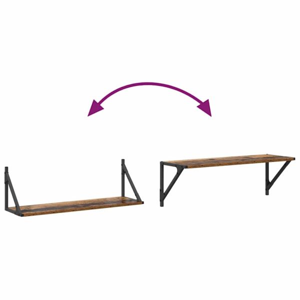Стени за рафтове с рафт 2 pcs Старо дърво 80 x 25 x 25,5 cm