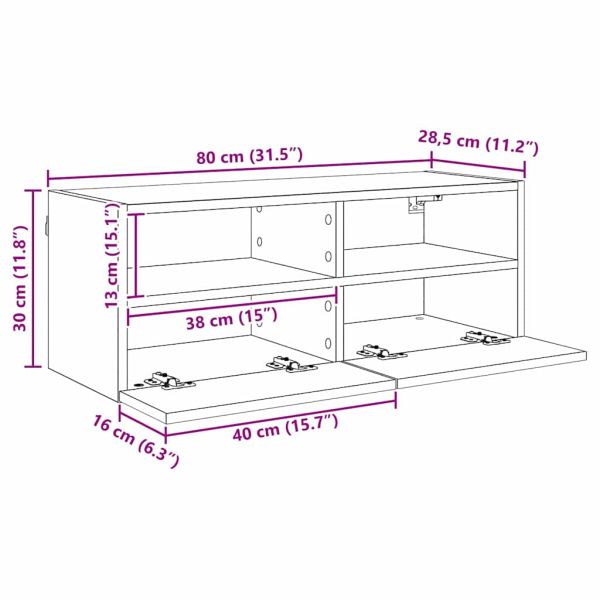 TV стенен шкаф Черния дъб 80 x 30 x 30 см Инженерно дърво