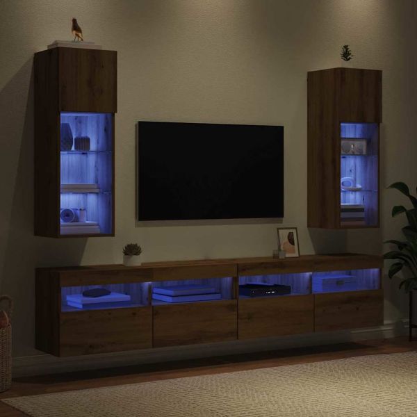 Стенни ТВ шкафове 2 pcs Дъб 30,5 x 30 x 90 см Инженерно дърво