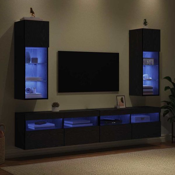 Стенни ТВ шкафове 2 pcs Черния дъб 30,5 x 30 x 90 см