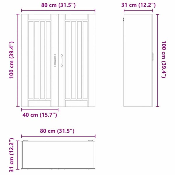 Горен кухненски шкаф Кафяв дъб 80 x 31 x 100 см Инженерно дърво