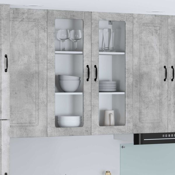 Горен кухненски шкаф с врата Циментено сиво 80 x 31 x 100 см