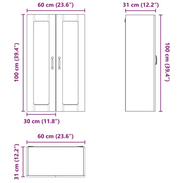 Горен кухненски шкаф Черно 60 x 31 x 100 см Инженерно дърво