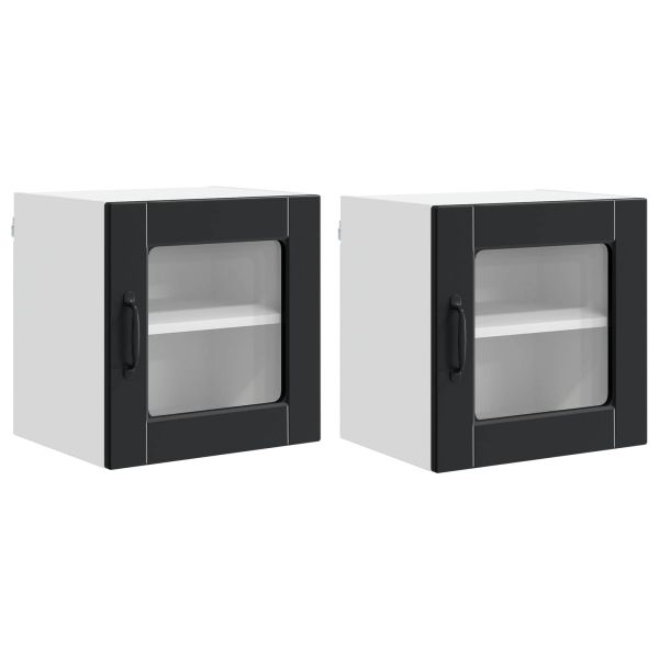 Кухненски шкаф 2 pcs Черно 40 x 31 x 40 см Инженерно дърво