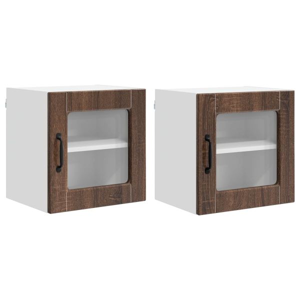 Кухненски шкаф 2 pcs Кафяв дъб 40 x 31 x 40 см Инженерно дърво