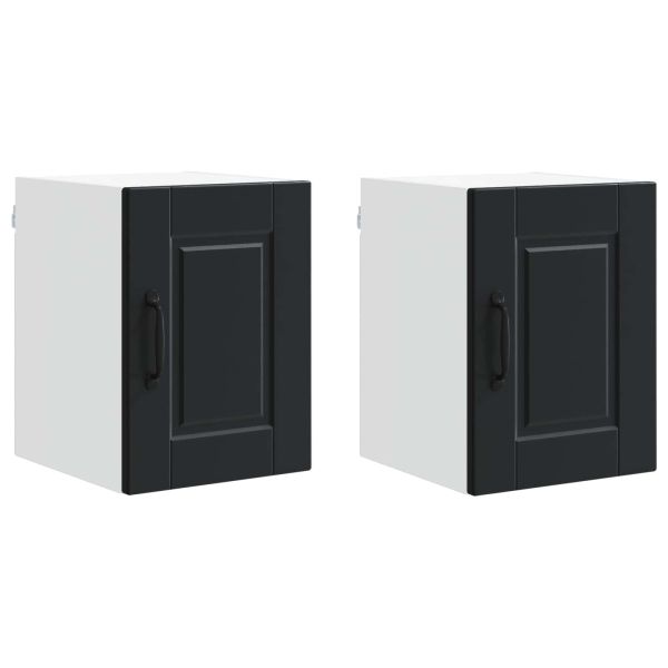 Кухненски шкаф 2 pcs Черно 30 x 31 x 40 см Инженерно дърво