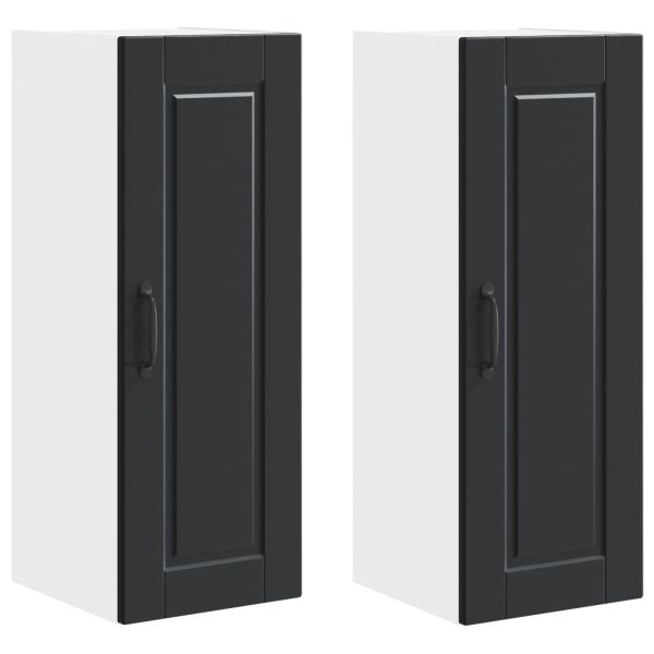 Кухненски шкаф 2 pcs Черно 30 x 31 x 80 см Инженерно дърво