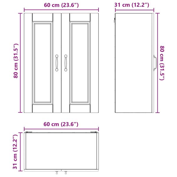 Кухненски шкаф Лъскаво бяло 60 x 31 x 80 см Инженерно дърво