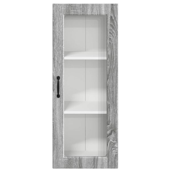 Горен кухненски шкаф с рафт с врата Сив Сонома 40 x 31 x 100 см