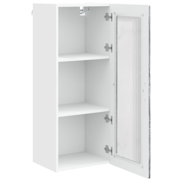 Горен кухненски шкаф с рафт с врата Сив Сонома 40 x 31 x 100 см