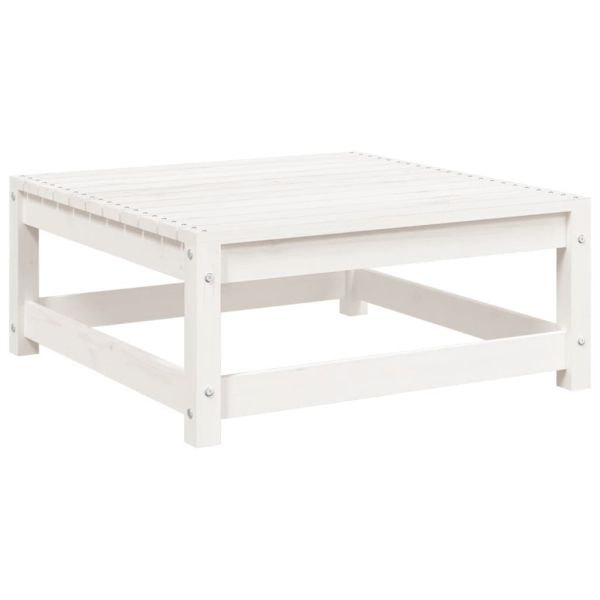 Градински комплект диван от 6 части, бял, масивно дърво бор