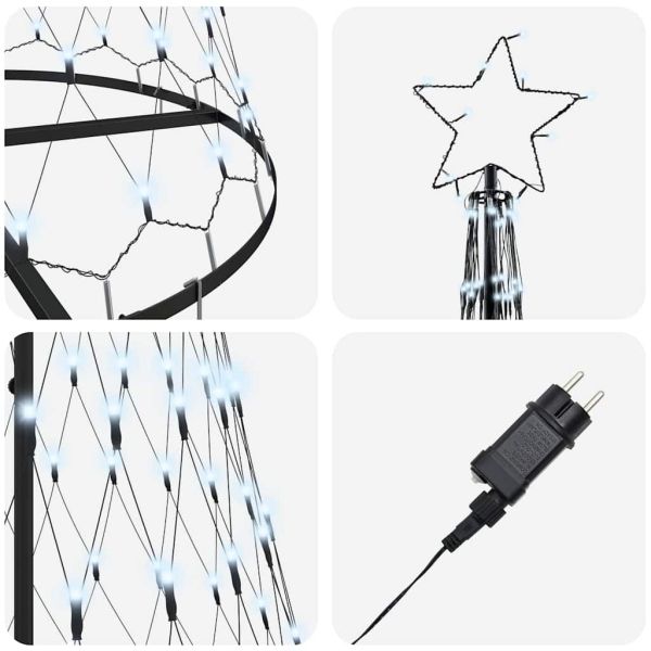 LED Коледна Елха с поставка Хладно бяло 184.5 см Метал