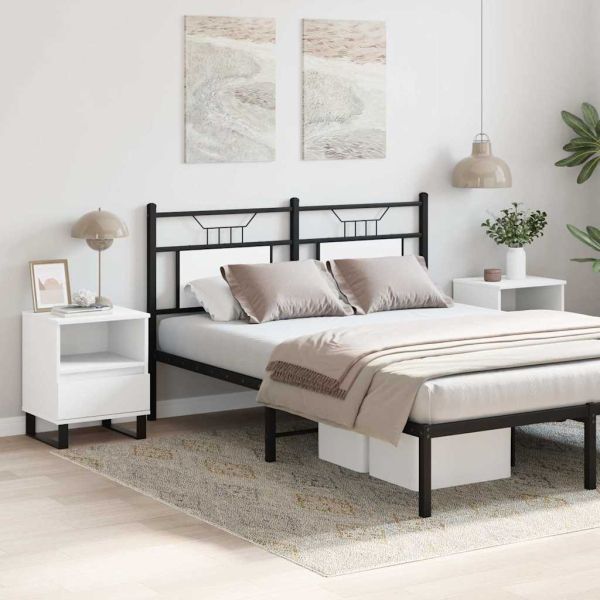 Нощни шкафчета, 2 бр, бели, 40x35x50 см, инженерно дърво