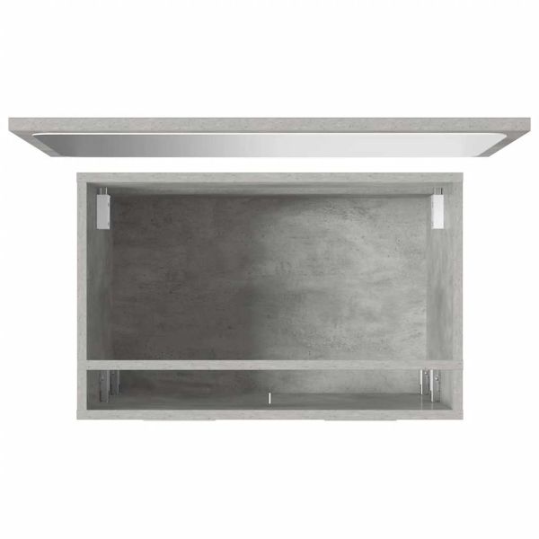 Комплект мебели за баня от 2 части бетонно сив инженерно дърво