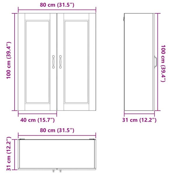 Кухненски шкаф Циментено сиво 80 x 31 x 100 см Инженерно дърво