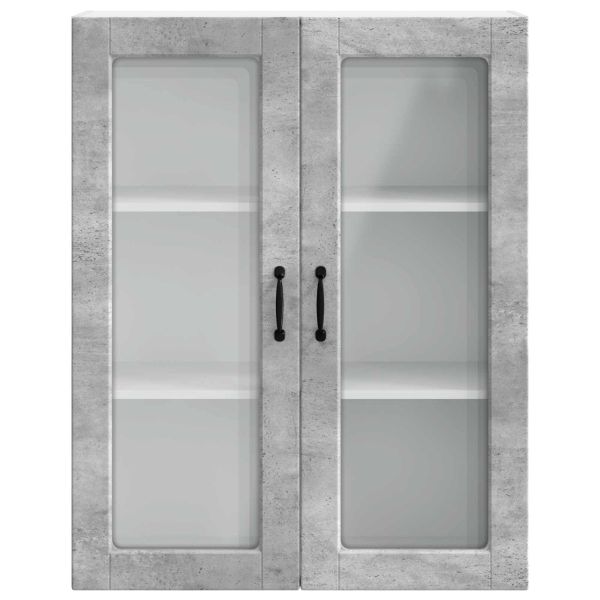 Горен кухненски шкаф с рафт Циментено сиво 80 x 31 x 100 см