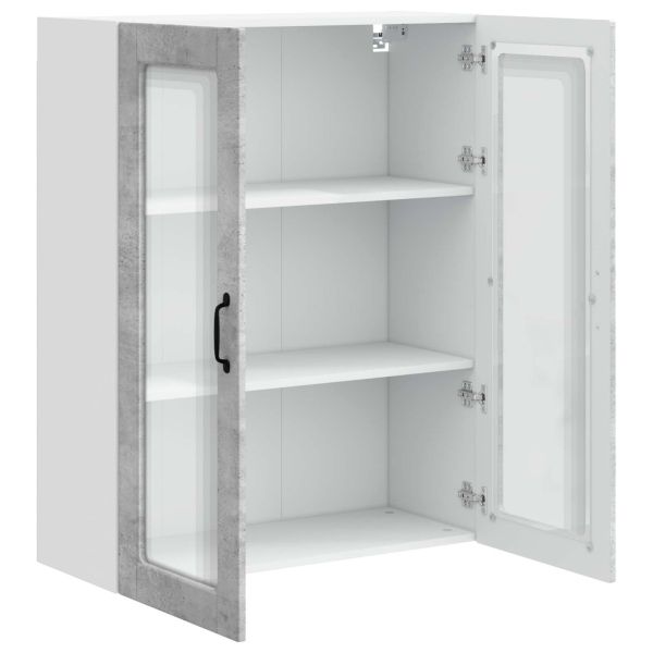 Горен кухненски шкаф с рафт Циментено сиво 80 x 31 x 100 см