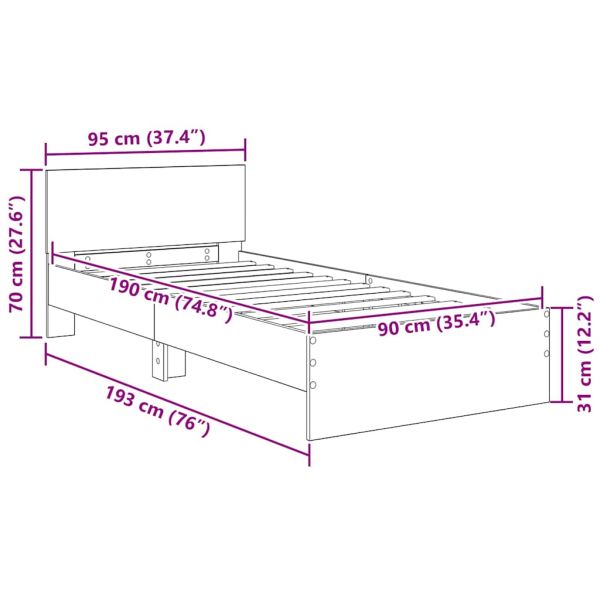 Рамка за легло с таблото Черния дъб 90 x 190 cm Инженерно дърво