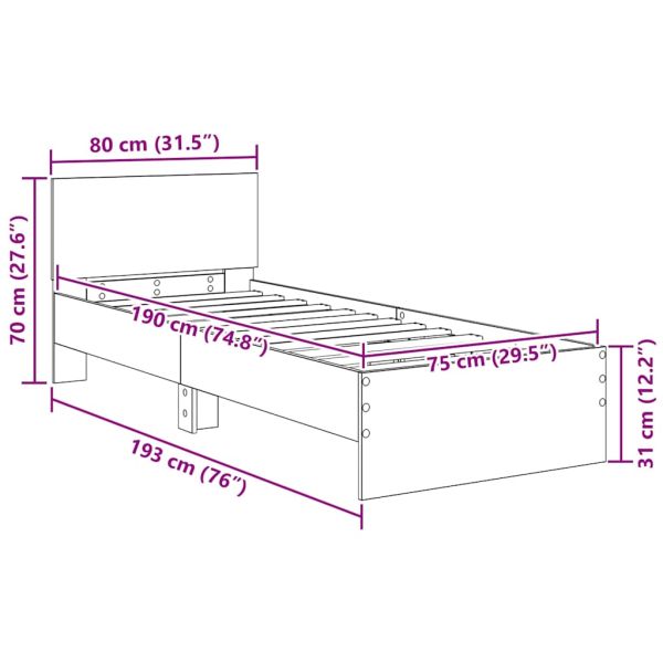 Рамка за легло Старо дърво 75 x 190 cm Инженерно дърво