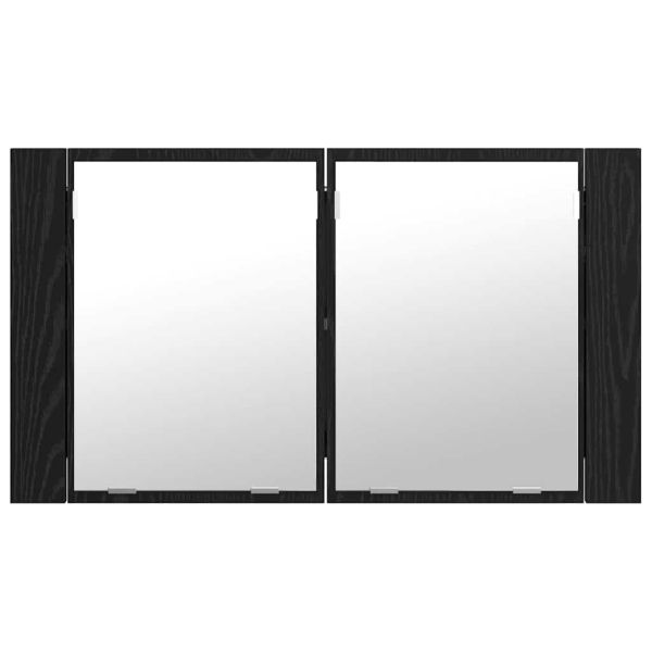 Шкаф с огледало за баня с рафт Черния дъб 80 x 12 x 45 см