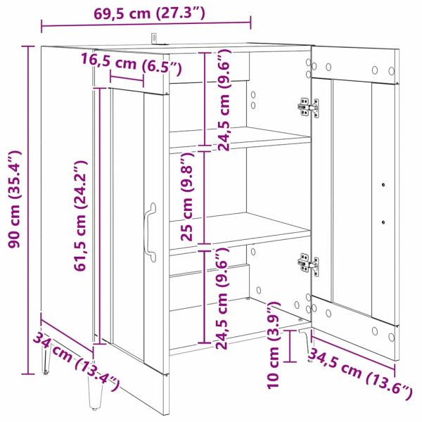 Служебен шкаф Дъб 69,5 x 34 x 90 см Инженерно дърво