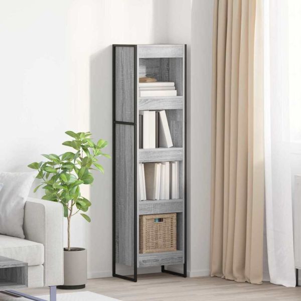 Шкаф за книги Сив Сонома 80 x 30 x 155 см Инженерно дърво