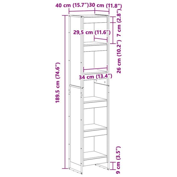 Шкаф за книги Димящ дъб 80 x 30 x 155 см Инженерно дърво