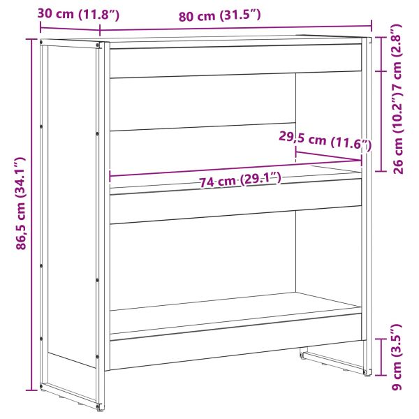 Шкаф за книги Сонома 80 x 30 x 155 см Инженерно дърво