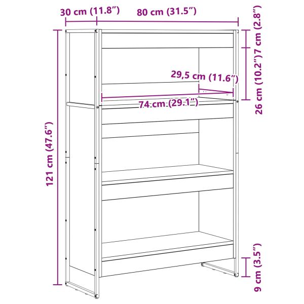 Шкаф за книги Черния дъб 80 x 30 x 155 см Инженерно дърво