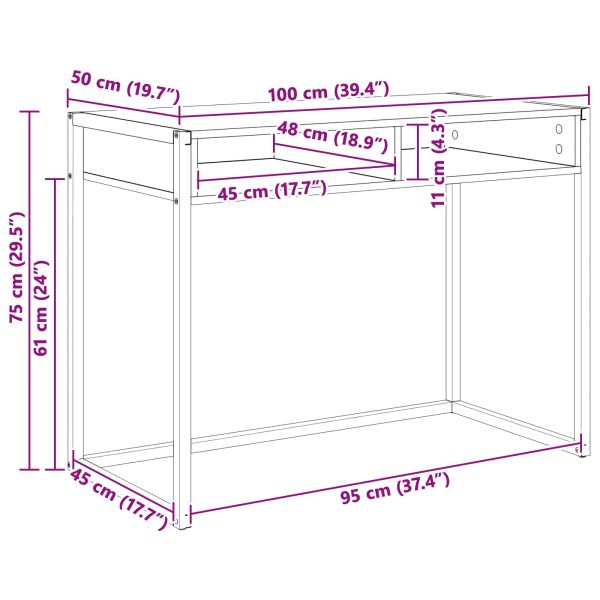 Бюро със съхранение Димящ дъб 100 x 50 x 75 cm Инженерно дърво
